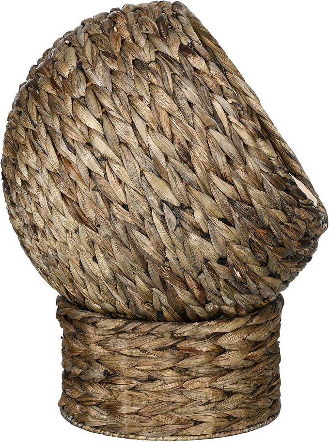 PawHut Handwoven Elevated Cat Bed for Indoor Cats 20" H Gray | Soft Cushion & Egg Chair Shape, Basket Bed Kitty House with Stand, Raised Wicker House