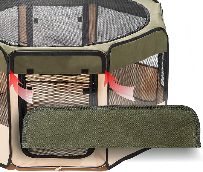 Pawer 45”×24” Pet Playpen Personalize Embroidery Piece, Olive Color