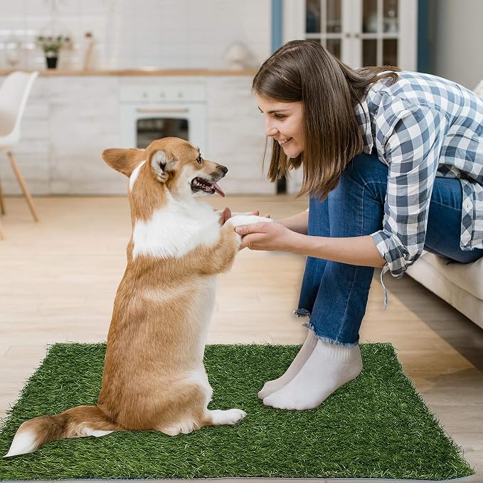 Artificial Dog Grass Pad 2 Pack,20"x 25" Replacement Fake Grass Turf Mat | Easy to Clean, with Drainage, Reusable, Realistic, Fake Grass Mat, for Apartment, Balcony, Outddor Use