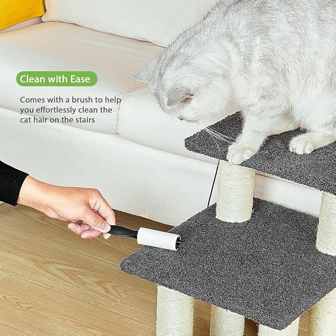 Dog Stairs & Cat Scratching Post Pet Steps for High Beds Couch | High-Strength Boards Holds up to 150 lbs for Indoor Small Cats Kittens Dogs Climbing Playing, 3 Combination Options, 3 Steps