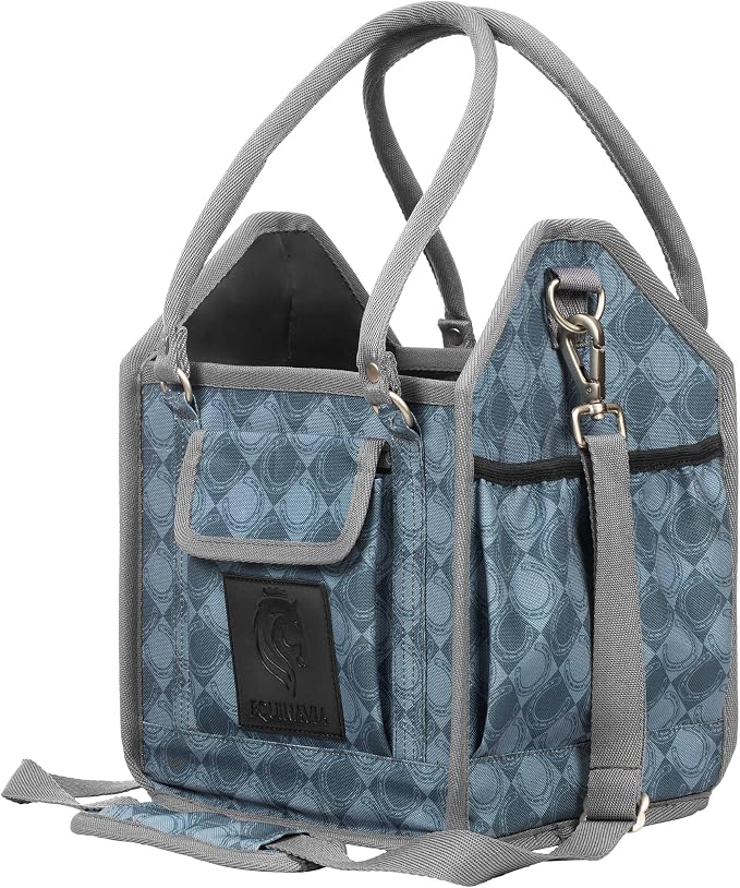Equinavia Darby Horse Grooming Bag, Collapsible Tote with Strap, One Size | Horse Grooming Tote Bag or Cat and Dog Grooming Bag for Equipment and Supplies, Adjustable Strap, 8" x 9" x 12", One Size