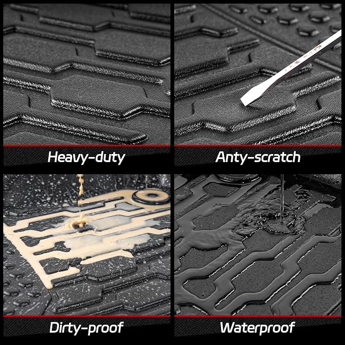 Floor Mats & Cargo Liner Compatible with 2018-2024 Volkswagen Tiguan 5 Seats ONLY VW Cargo Mat, Full Set All Weather Protection, 1st, 2nd Row Car Liners & Trunk Mat, Black