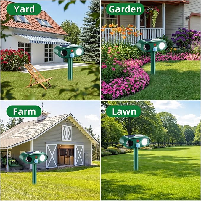 2026 Sonic Fortress Pro Deer Repellent,Solar Ultrasonic Animal Repellent Outdoor,Squirrel Racoon Fortress Pro Deer Deterrent Waterproof Motion Sensor Animal Repeller for Cat Dog Rabbit Skunk Fox Yard