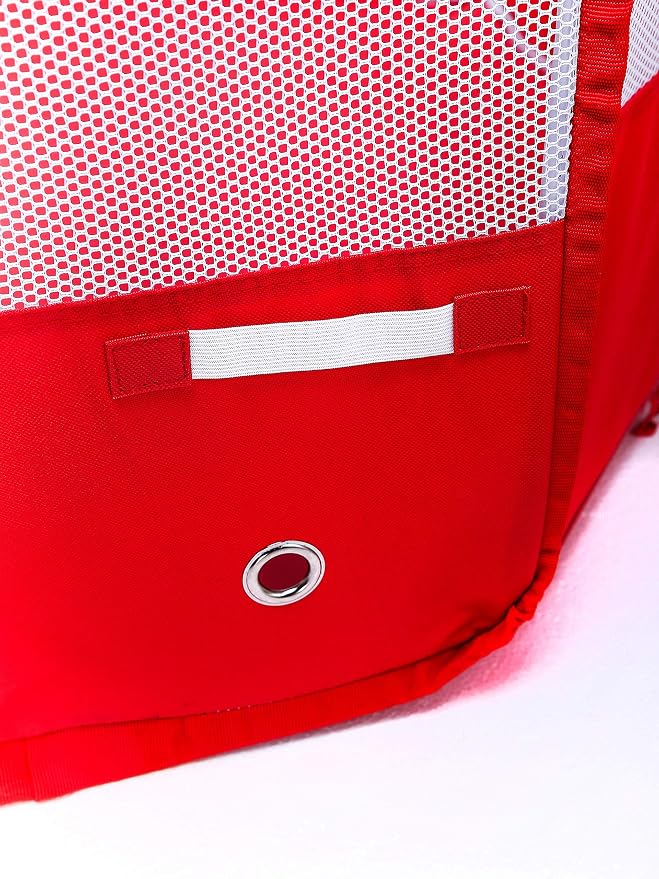 Pawer 45"x24" 8-Panel Foldable Pet Playpen, Red with Christmas Pattern Printing,Personalize Extra Fabric Piece Available, for Cat/Dog/Puppy, 600D Oxford Cloth Portable Kennel with Carry Bag