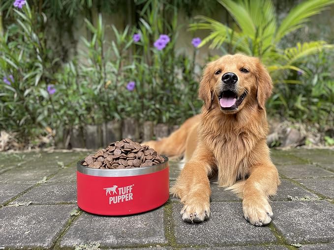 Tuff Pupper 100 oz Heavy Duty Insulated Stainless Steel Dog Bowl for Large Dogs, Non-Slip Base, Dishwasher Safe