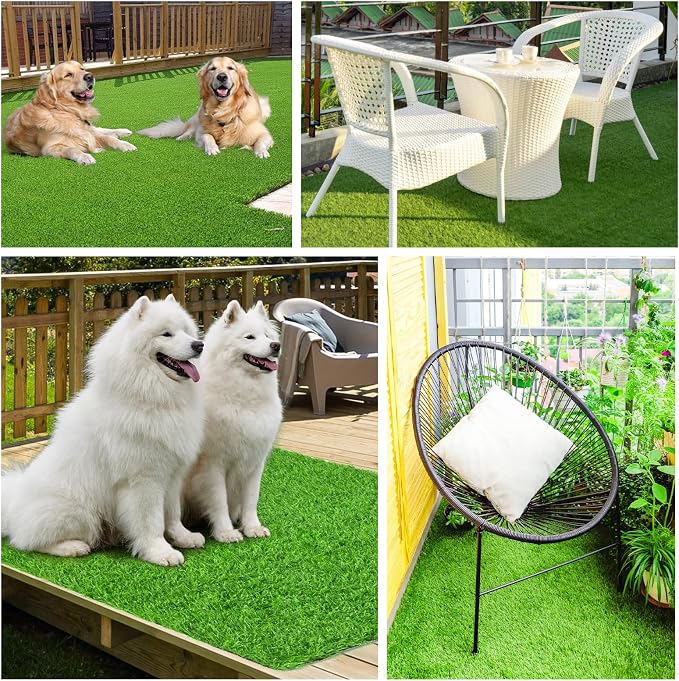 LOOBANI Dog Grass Pee Pads, 59x59in Large Fake Grass Pad for Potty | Realistic, Pet-Friendly, Washable, Fake Grass Mat for Dogs to Pee on, Outdoor Indoor Pee Grass, Easy to Clean, with Drainage
