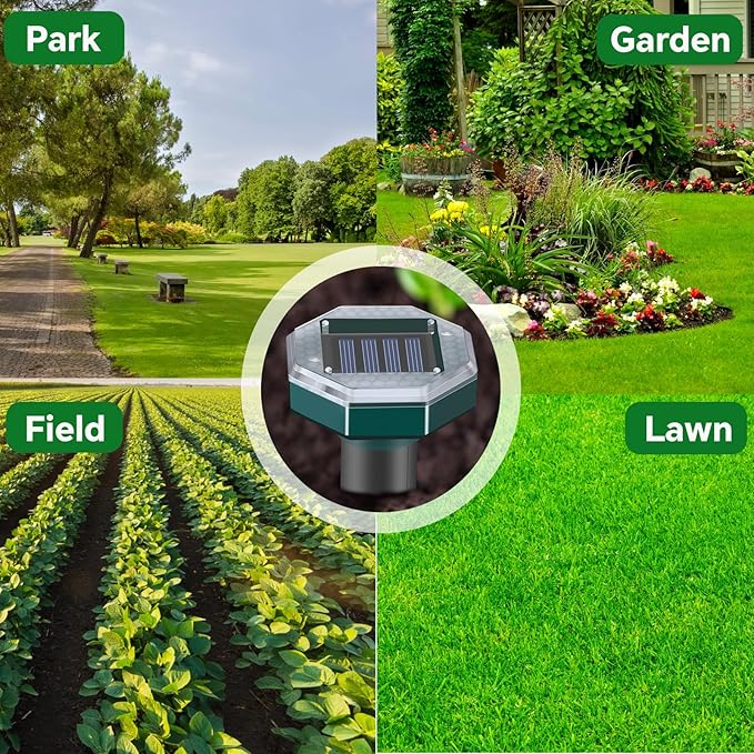 Mole Repellent Solar Powered - Ultrasonic Mole Repeller, Snake Repellent for Yard, Groundhog Skunk Vole Gopher Repellent for Lawn Yard Garden