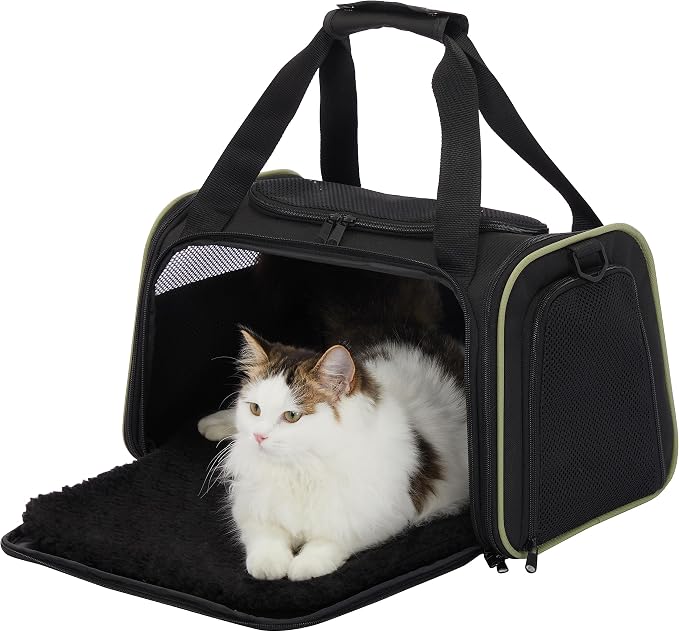 PETSFIT Pet Carrier Airline Approved with Extendable Mat, Dog Carriers for Small Dogs, TSA Approved Pet Carrier, Puppy Carrier for Small and Medium Cats Under 12 Lbs, Black | Airline Approved, Extendable Mat, TSA Approved, For Dogs & Cats Under 12 Lbs