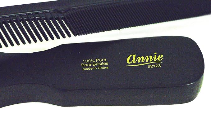 Annie Soft Mini Wave Brush #2123-100% Pure Boar Bristles, Reinforced Bristles, Black, Unisex, Wavy Hair