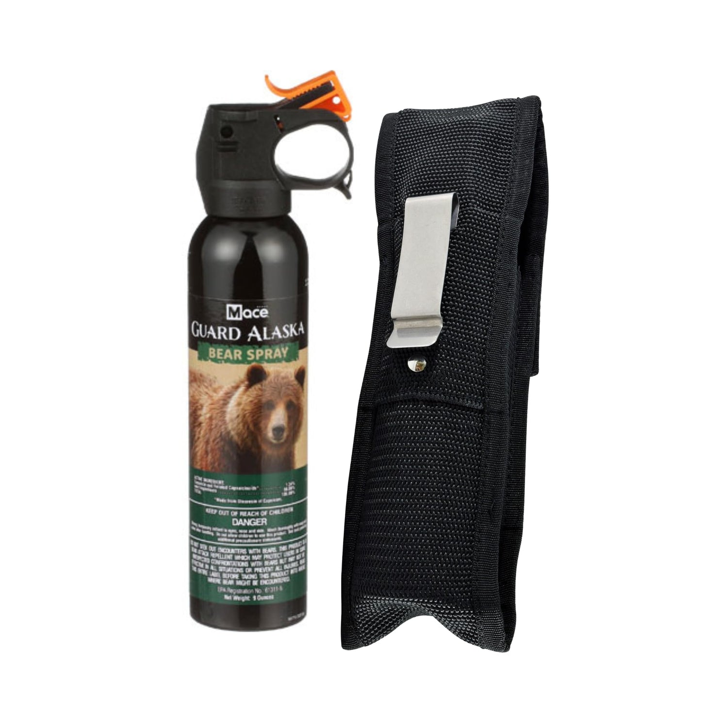 Guard Alaska 9 oz. Bear Spray and Pepper Defense Belt Clip Holster - Maximum Strength Pepper Spray for Hiking Camping Outdoors Self Defense (1-Pack)