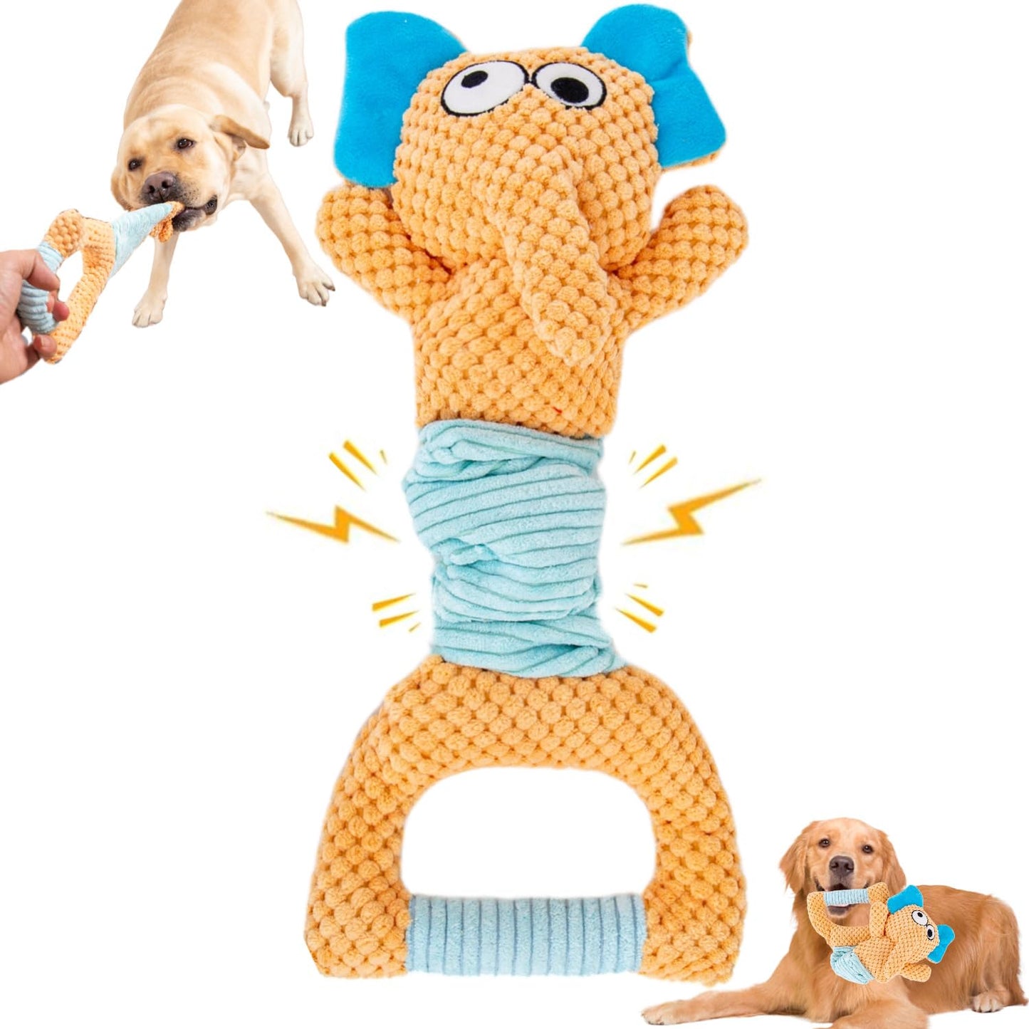 BIKIISEN Interactive Dog Toys for Boredom Plush Crinkle Squeaky Dog Toys Tug of War Dog Toys Dog Chew Toys Dog Puzzle Toys for Small Medium & Large Dogs (Elephant)