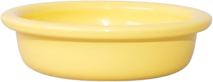 Hello Bowl Elevated Ceramic Cat Bowl with Stand, Raised Whisker-Friendly Feeding Bowl for Cats & Small Dogs, Patented Design, Made in Korea (Yellow, Square Only/Dry)