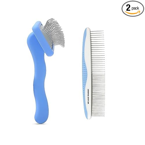 We Love Doodles Small Dog Grooming Comb & Large Dog Slicker Brush Bundle - Grooming Comb & Mini Slicker Brush for Small Puppy Kit - Removes Tangles & for Dematting - Made in USA