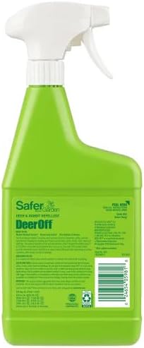 Safer Garden Deer Off - Deer and Rabbit Repellent Spray - Ready-to-Use Formula - 32 fl oz Bottle, 5981 - 500 SQFT Coverage, 3 Months Protection - Keep Yard Pests Away