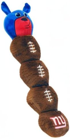 New York Giants PET GIFT BOX with 2 Licensed DOG TOYS, 1 Logo-engraved NATURAL DOG TREAT, 1 NFL JERSEY, 1 Puppy Training Bells & 1 Car Seatbelt