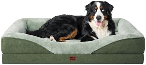 EHEYCIGA Orthopedic XL Dog Bed for Large Sized Dog, 48x35 Inch Extra Large Memory Foam Dog Couch Bed with Sides, Waterproof Liner & Washable Removable Cover, Bolster Pet Sofa, Green