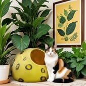 Luxurious Merino Wool Cat Cave - Foldable Hideaway Pod for Indoor Cats - Premium Felt Kitten Pet Enclosure - Covered Cat House for Ultimate Cozy Comfort by Woolygon (Cheetah)