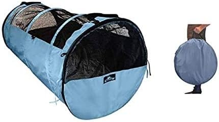 Pet Tube Soft Car Crate Large Kennel The Safe Dog and Cat Travel Mobile Home Pet Limo with Seat Belts and Storage Bag 47Lx24H Grey Color