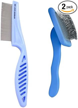 We Love Doodles Large Dog Face Grooming Comb & Large Slicker Brush Bundle