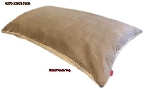 Durable Comfort Micro-Cushion Memory Foam Pet Dog Pillow Bed with Waterproof Liner + External Cover for S,M,L Dogs- Complete Set (Beige Coral Fleece, 48''x29'')