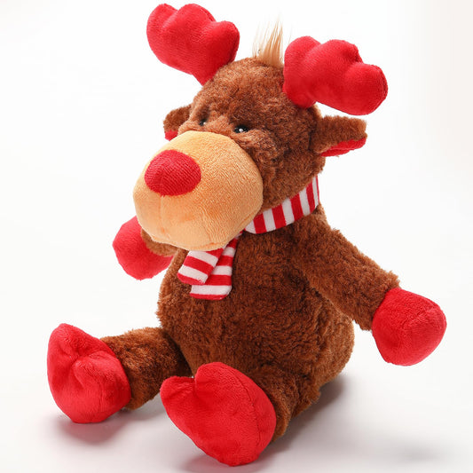 Christmas Dog Toys Dog Squeaky Toys with Crinkle Paper Plush Reindeer Dog Toys Interactive Stuffed Dog Chew Toys Dog Gifts for Puppy Small Medium Large Dogs