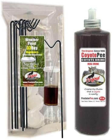 PredatorPee 100% Coyote Urine Kit, Territorial Marking Scent Kit, Creates Predator Presence Illusion for Deer Raccoons Groundhogs Rats, Outdoor Yard Garden Perimeter Setup