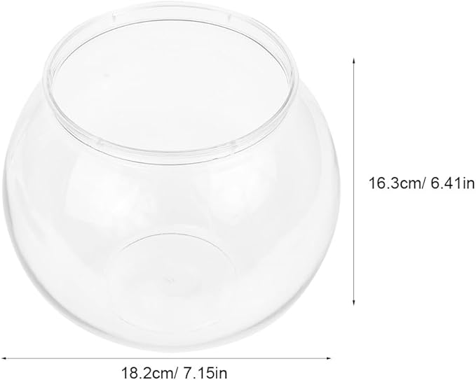 Beavorty Plastic Fish Bowl 0.5 Gallon Clear Spherical Aquarium Tank for Small Goldfish Betta Turtle Desktop Decor Mini Water Garden