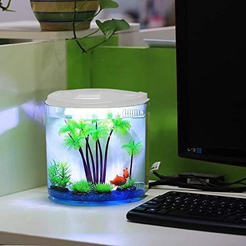 Small Fish Tank 1.2 Gallon Betta Fish Tank with Filter and Light for Jellyfish, Goldfish, Aquarium Starter Kit for Home, Office, Room, Decorative Desktop