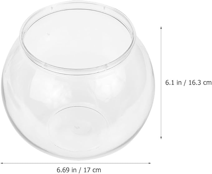 PRETYZOOM 1 Gallon Plastic Fish Bowl Clear Spherical Aquarium Tank for Betta Fish Turtle Shrimp and Small Aquatic Pets Multi-Functional Water Plant Pot and Desk Decor