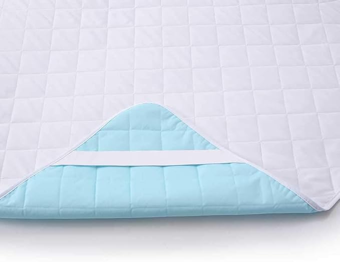 KANECH Incontinence Bed Pads Twin Size, Heavy Absorbency Reusable Washable Waterproof Mattress Protection for Adults, Elderly and Pets (39x80 Inch, Pack of 1) Blue | KANECH Fits 5 -20" Mattress with Upgraded Straps, Reusable Incontinence Bed Pads, 12 C...