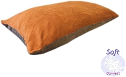 Durable Comfort Micro-Cushion Memory Foam Pet Dog Pillow Bed with Waterproof Liner + External Cover for S,M,L Dogs- Complete Set (Sudan Brown Coral Fleece, 36''x29'')