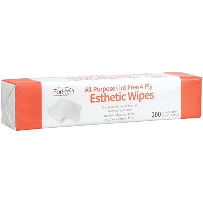 ForPro Professional Collection All-Purpose Lint-Free 4-Ply Esthetic Wipes, for Salon and Spa Use, Soft, Strong and Durable, Latex-Free, 2” x 2”, 200-Count (Pack of 6)