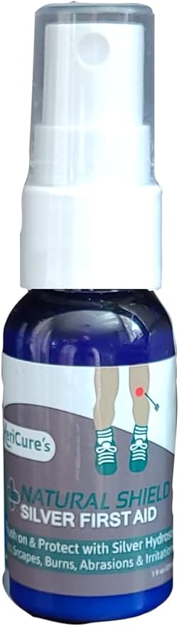 Natural Shield Silver Liquid Bandage Spray with Healing Hydrosol - Sting-Free Skin Protection for Cuts, Burns & Scrapes - USA Made First Aid- Flex Seal Creates Protective Layer