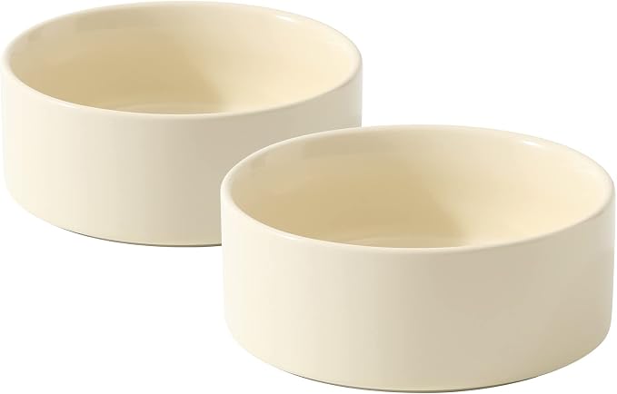 Havniva Cat Bowls Set of Two, 6.1” Ceramic Cat Food and Water Bowls | Cat Food Bowls Whisker Friendly, Non-Slip Base, Food-Grade Ceramic, Wide Opening, Dishwasher Safe, Cat Bowls for Indoor Cats