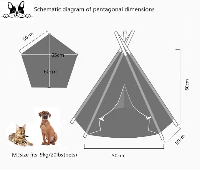 Dog Teepee Bed Cat Tent Portable Houses Pet Puppy with Thick Cushion (M:Size fits 9kg/20lbs (Pets)) | (White, M:Size fits 9kg/20lbs (Pets))