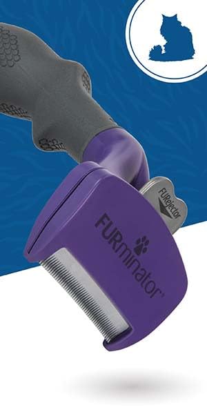 FURminator Medium to Large Cat deShedding Tool for Short Hair | Reduces Loose Hair From Shedding, Easy Clean-Up, For Cats Over 10 lbs, Use Weekly, Ergonomic Handle For Comfort