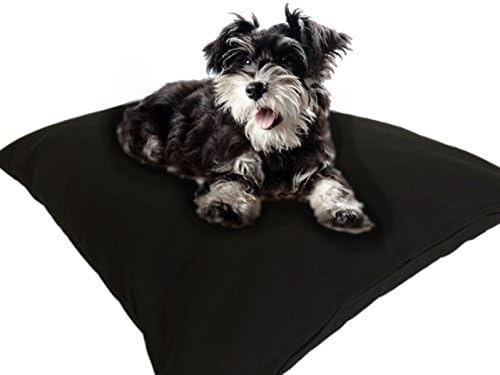Durable Luxury Comfort Pet Dog Microcushion Pillow Bed with Inner Waterproof Resistant Liner + External Cover for Small to Large Dogs – Complete Bed Set (Black Canvas, 36''x29'')