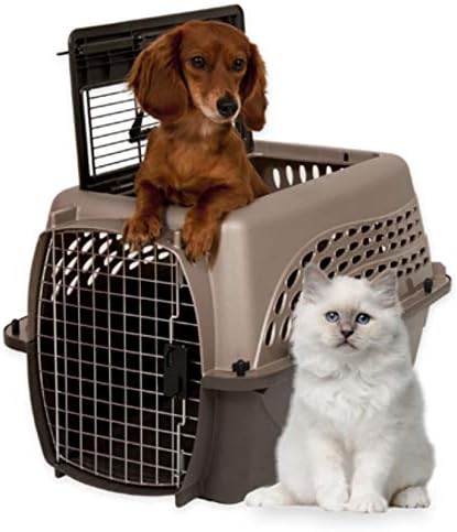 Petmate Dog Crates for Small Dogs & Cat Carriers, Two-Door Plastic Pet Kennel, Top & Front Loading, Made in USA, 24" For Pets Up To 15 lb, Pearl Tan | Plastic pet kennel made in USA, for small pups and kittens, dual entry design, great for travel and v...