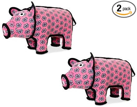 TUFFY® : 2 Pack Pig Dog Toy: Ultra Durable Plush Toy with Multiple Layers & Reinforced Seams, Washable and Floats, Original Construction