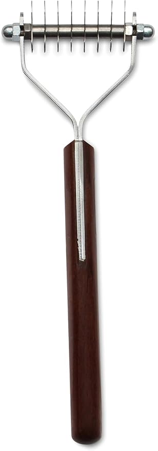 Mars Coat King Original Dematting Undercoat Grooming Rake Stripper Tool for Dogs and Cats, Stainless Steel with Wooden Handle, Made in Germany, 8-Blade