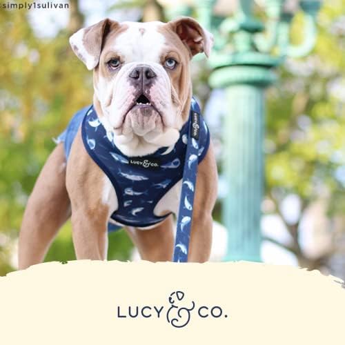 Lucy & Co. Reversible Dog Harness - Water-Repellent Neoprene, Dual-Print Design, Easy Swap Style, Adjustable Comfort Fit - Shark Attack Reversible Harness - Small