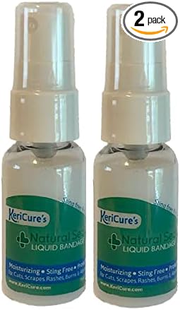 KeriCure's Natural Seal Invisible Liquid Bandage, 2 Pack, Soothe, Seal and Protect Small cuts, scrapes, rashes and More - NO Harsh Chemicals - Sting Free - Moisturizing Spray on Bandage