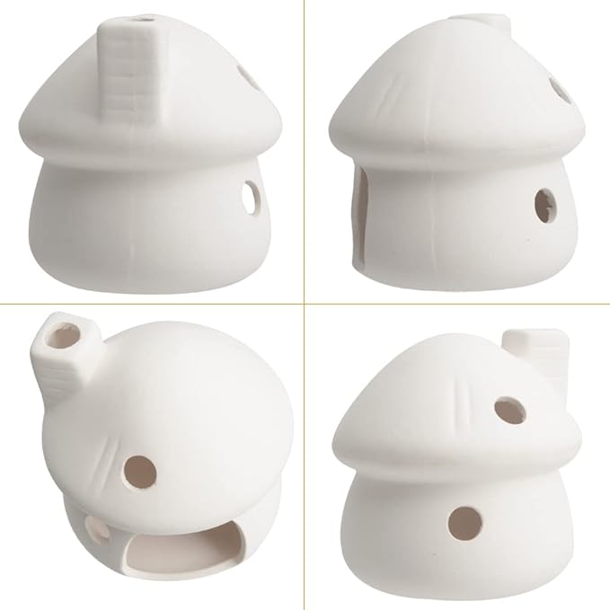 Saim White Ceramic Mushroom Aquarium Decor, Fish Tank Hideout Cave, Betta Shrimp Pleco Goldfish Breeding Hiding Shelter Ornament