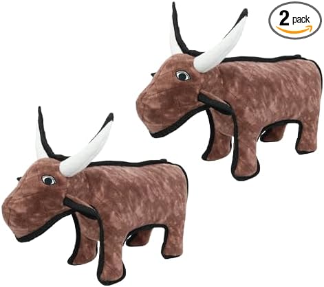 TUFFY® : 2 Pack Medium Bull Dog Toy: Ultra Durable Plush Toy with Multiple Layers & Reinforced Seams, Washable and Floats, Original Construction