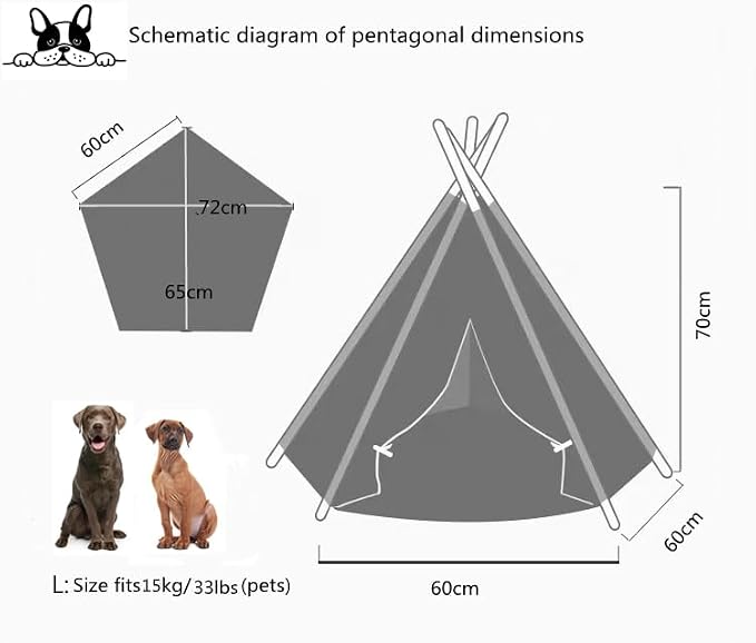 Dog Teepee Bed Cat Tent Portable Houses Pet Puppy with Thick Cushion (L:Size fits 15kg/33lbs (Pets)) | (White, L:Size fits 15kg/33lbs (Pets))