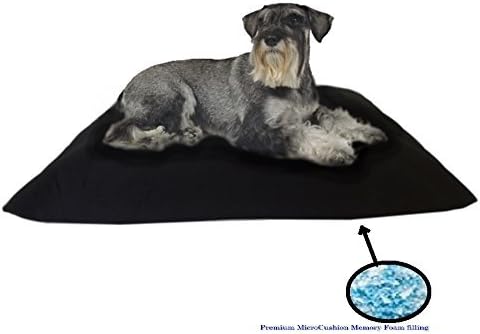 Durable Luxury Comfort Pet Dog Microcushion Pillow Bed with Inner Waterproof Resistant Liner + External Cover for Small to Large Dogs – Complete Bed Set (Black Canvas, 48''x29'')