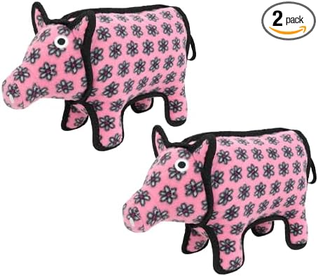 TUFFY® : 2 Pack Medium Pig Dog Toy: Ultra Durable Plush Toy with Multiple Layers & Reinforced Seams, Washable and Floats, Original Construction