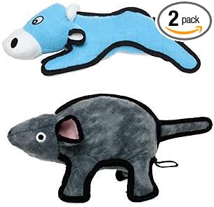 TUFFY® 2 Pack Cow Mouse Large Ultra Durable Plush Dog Toys | Multiple Layers & Reinforced Seams , Washable and Floats , Original Construction