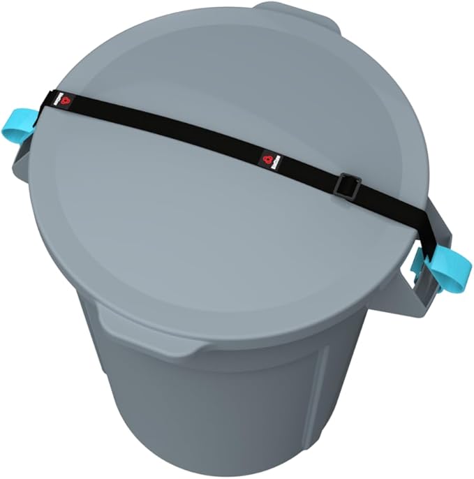 SideArm by BinClaw – Heavy-Duty Trash Can Lock for Round Cans with Handles, Universal Fit (32–96 Gal), Dual Clasp Protection, No Tools Installation, Animal & Wind Resistant, Touch-Free Lid Lift (Blue)