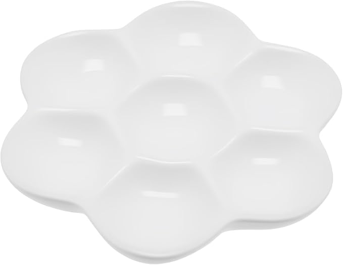 3.5" Hermit Crab Ceramic Food Dish,7 Compartments Ceramic Anti-turning Food & Water Bowl for Hermit Crab Tarantula Snail